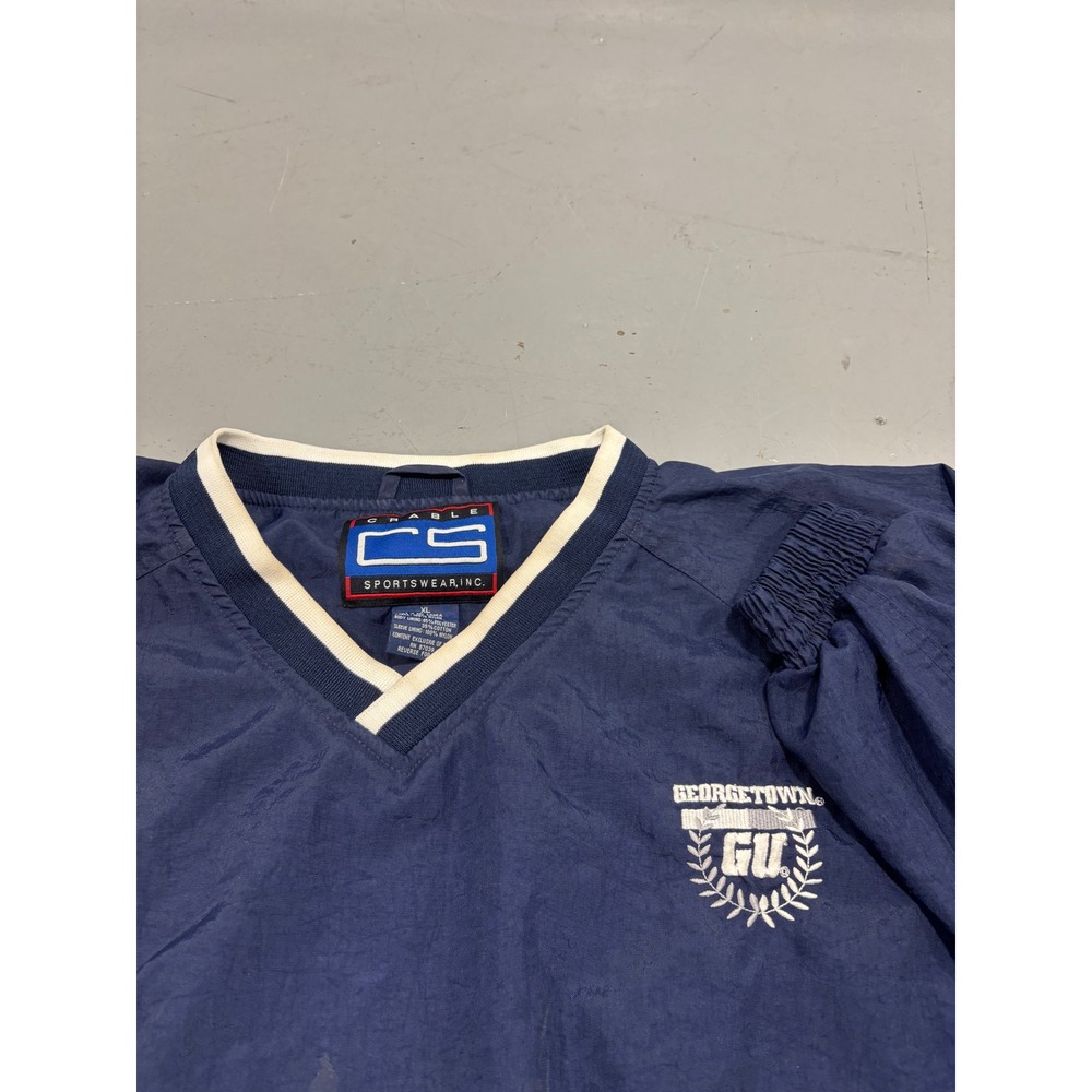 Vintage Crable Sportswear Georgetown University GU Windbreaker Pullover Navy XL